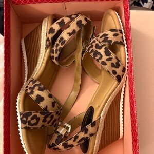 MIA Leopard Print Wedge Sandals